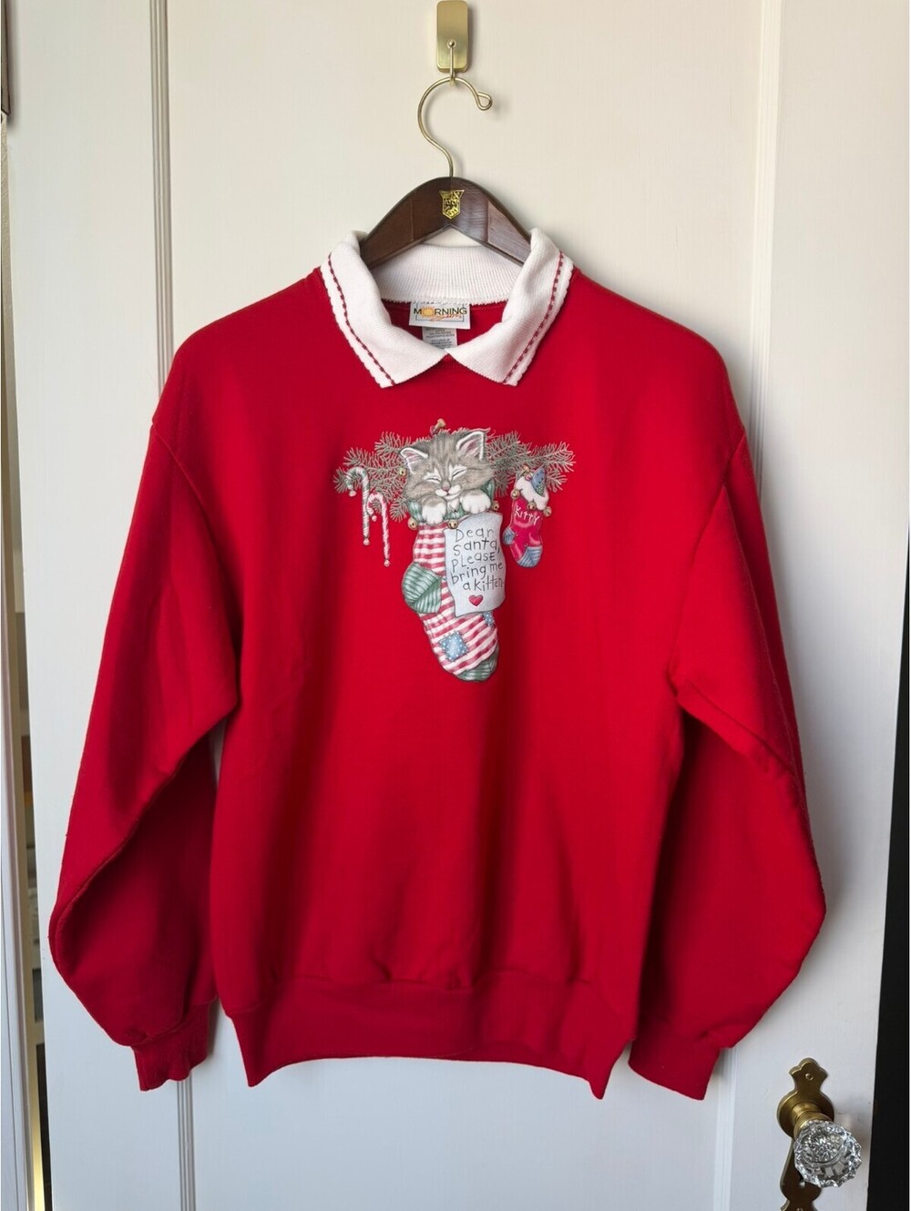 Vintage 90s Christmas Kitten Cat Sweatshirt Medium
